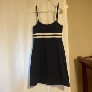 Brandy Melville navy and white striped mini dress